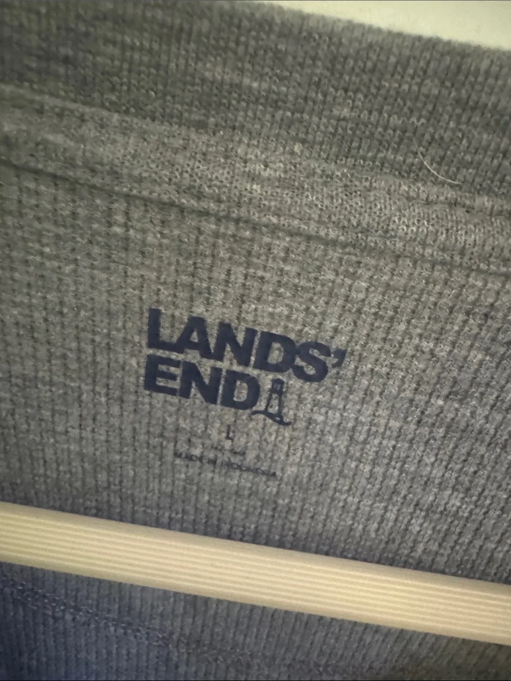 Lands' End Gray Waffle-Knit Henley Top